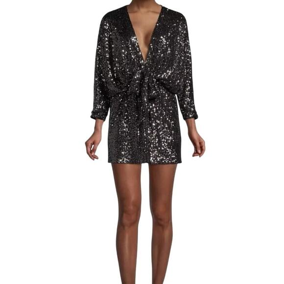 RAMY BROOK  BLACK SEQUIN ‎ COCKTAIL  DISCO  MINI DRESS SIZE  S/P - Picture 1 of 11